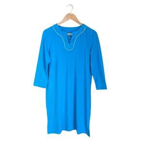 Coolibar UPF 50+ Sun Protection Blue Oceanview Tunic M Dress Coastal Resort
